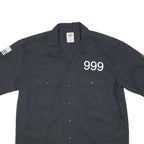 DICKIES Mens Navy Blue Work Shirt L Ranger Road Veteran Support Logos