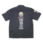 DICKIES Mens Navy Blue Work Shirt L Ranger Road Veteran Support Logos