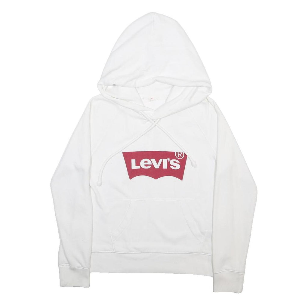 LEVI'S Womens White Hoodie XS Cotton Blend Pullover Hooded Sweatshirt