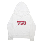 LEVI'S Womens White Hoodie XS Cotton Blend Pullover Hooded Sweatshirt