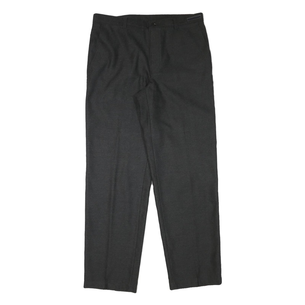 WARREN PARKER Mens Polyester Blend Black Regular Fit Straight Leg Trousers W34