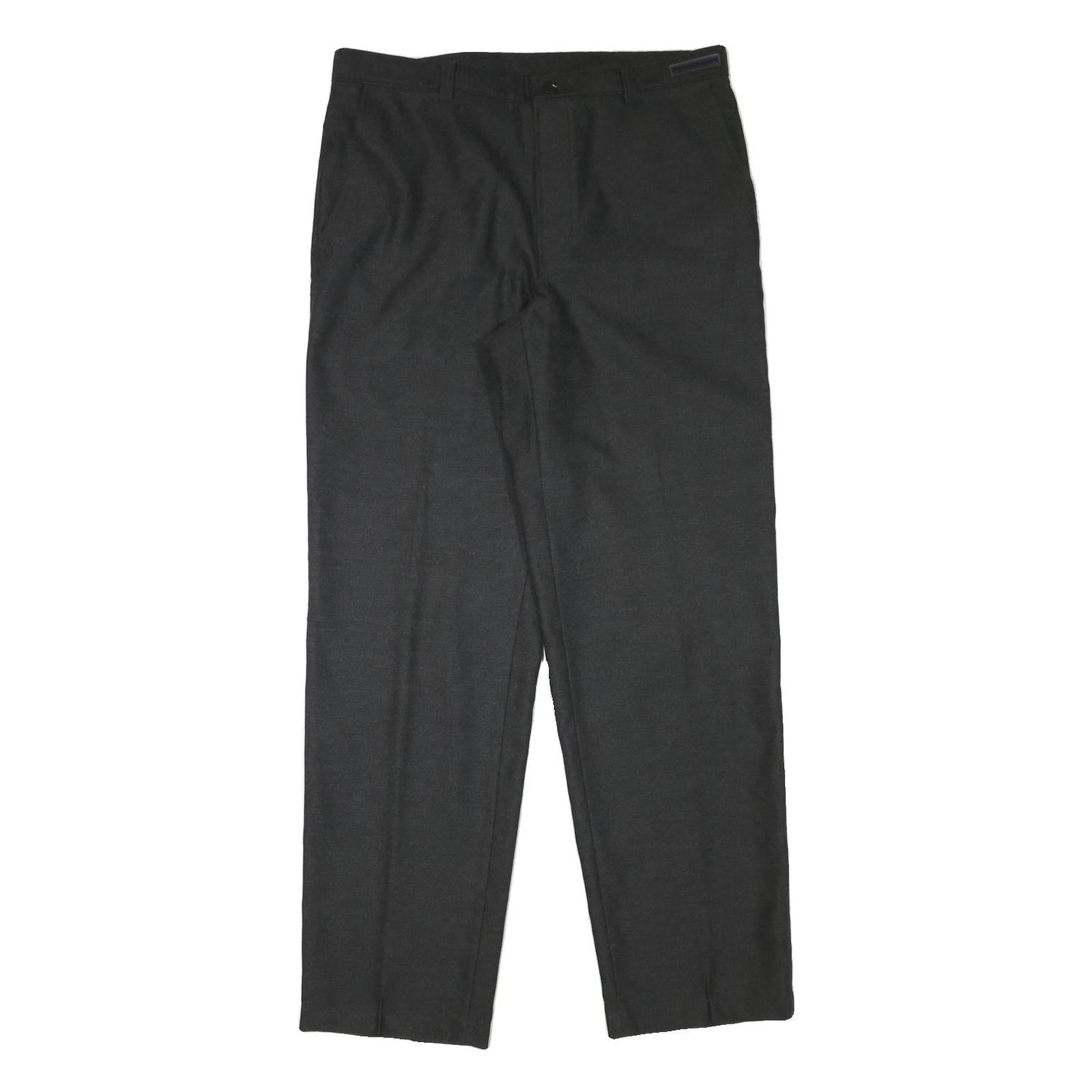 WARREN PARKER Mens Polyester Blend Black Regular Fit Straight Leg Trousers W34