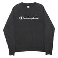 CHAMPION Mens Black Cotton Blend Crew Neck S Sweatshirt Classic Logo Crewneck