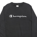 CHAMPION Mens Black Cotton Blend Crew Neck S Sweatshirt Classic Logo Crewneck