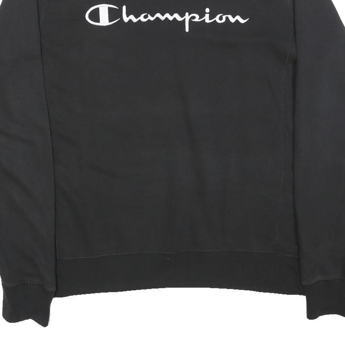 CHAMPION Mens Black Cotton Blend Crew Neck S Sweatshirt Classic Logo Crewneck