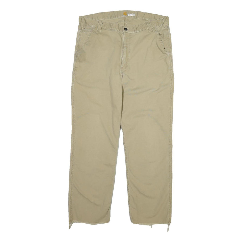 CARHARTT Mens Cotton Beige Relaxed Fit Straight Trousers W38 L30 Workwear