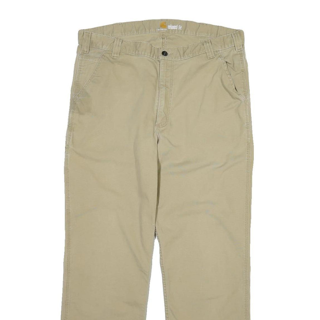 CARHARTT Mens Cotton Beige Relaxed Fit Straight Trousers W38 L30 Workwear