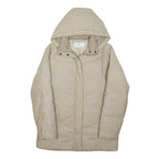 NEXT Womens Beige Jacket UK 8 Polyester Blend Hooded Zip Plain Casual Outerwear