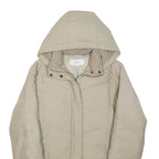 NEXT Womens Beige Jacket UK 8 Polyester Blend Hooded Zip Plain Casual Outerwear