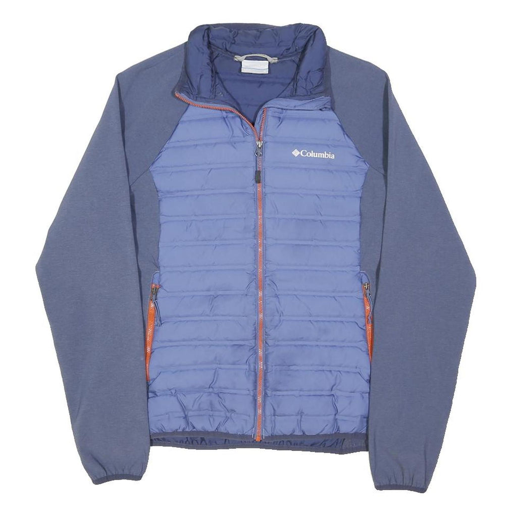 COLUMBIA Mens Blue & Navy Zip Puffer Jacket M Polyester Blend Lightweight Warm