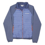 COLUMBIA Mens Blue & Navy Zip Puffer Jacket M Polyester Blend Lightweight Warm