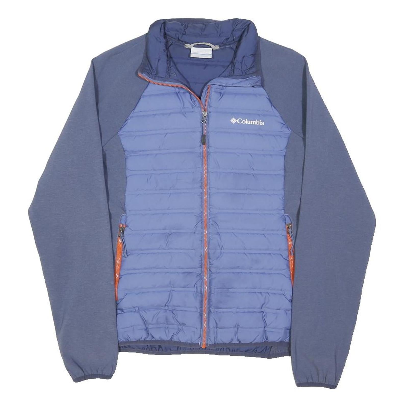 COLUMBIA Mens Blue & Navy Zip Puffer Jacket M Polyester Blend Lightweight Warm