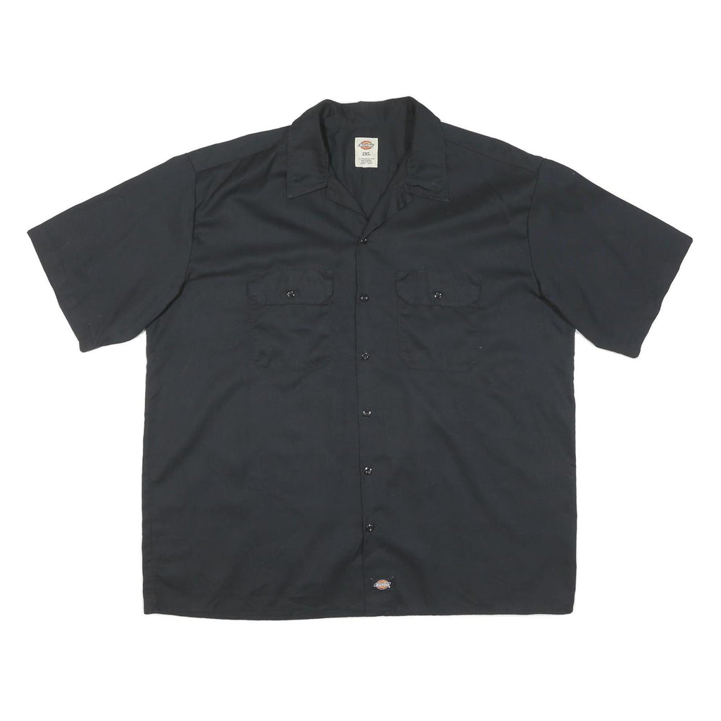 DICKIES Mens Black Cotton Blend Short Sleeve Work Shirt 2XL Casual Durable