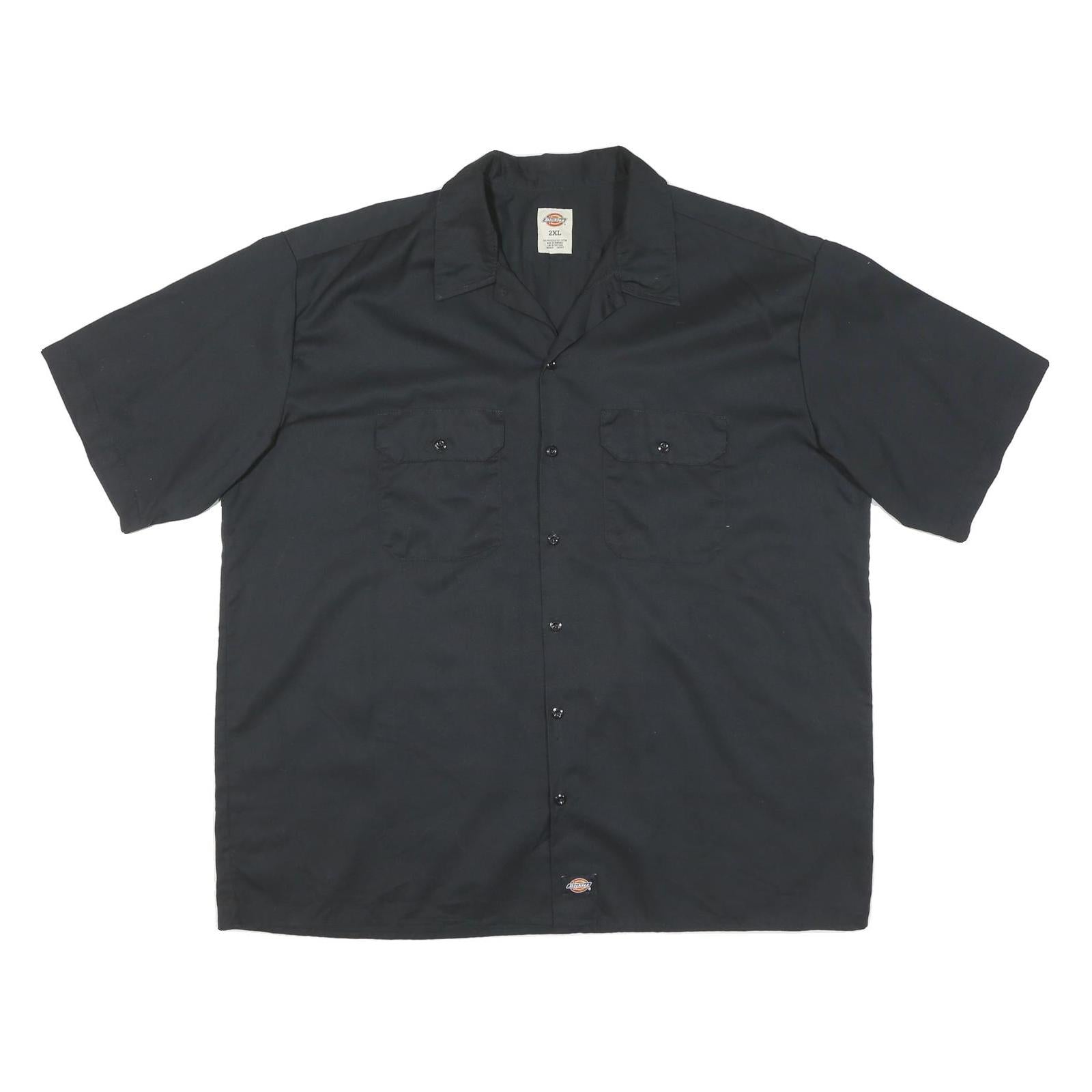 DICKIES Mens Black Cotton Blend Short Sleeve Work Shirt 2XL Casual Durable
