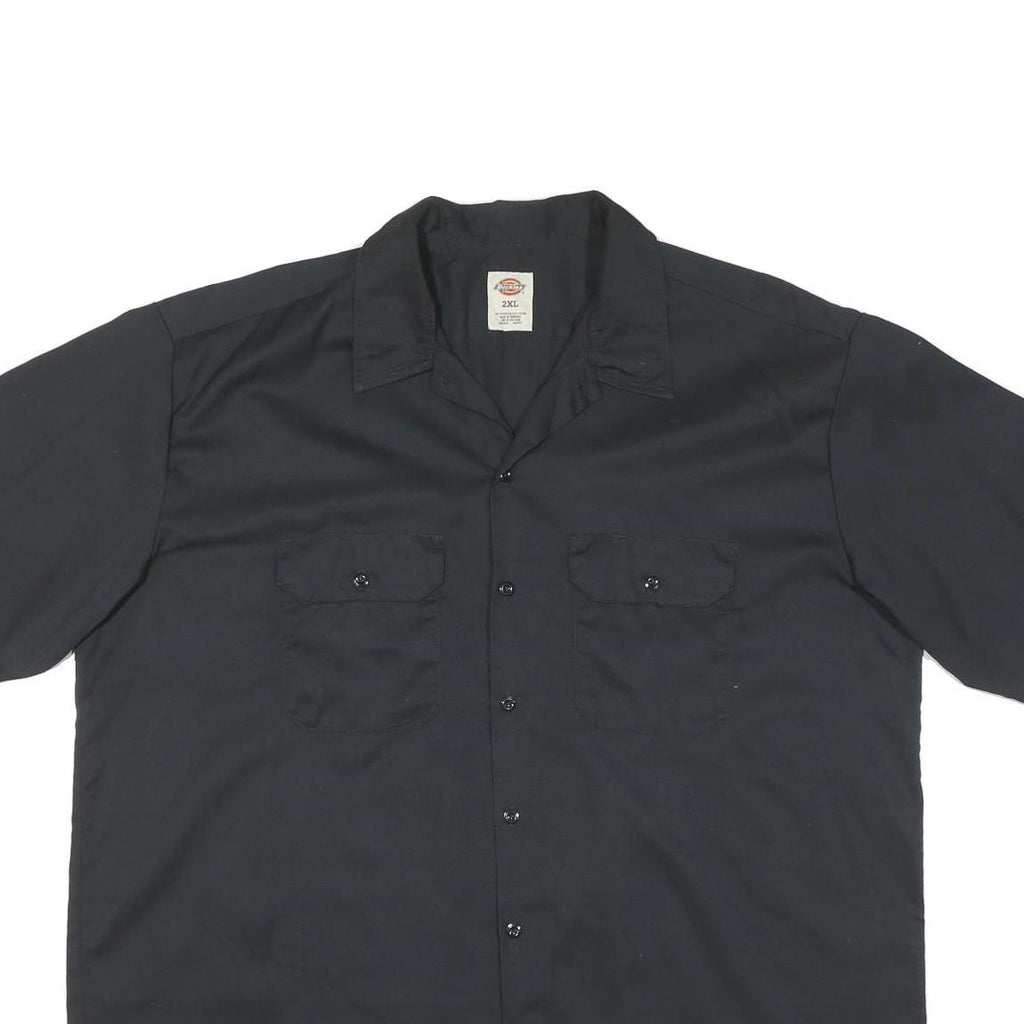 DICKIES Mens Black Cotton Blend Short Sleeve Work Shirt 2XL Casual Durable