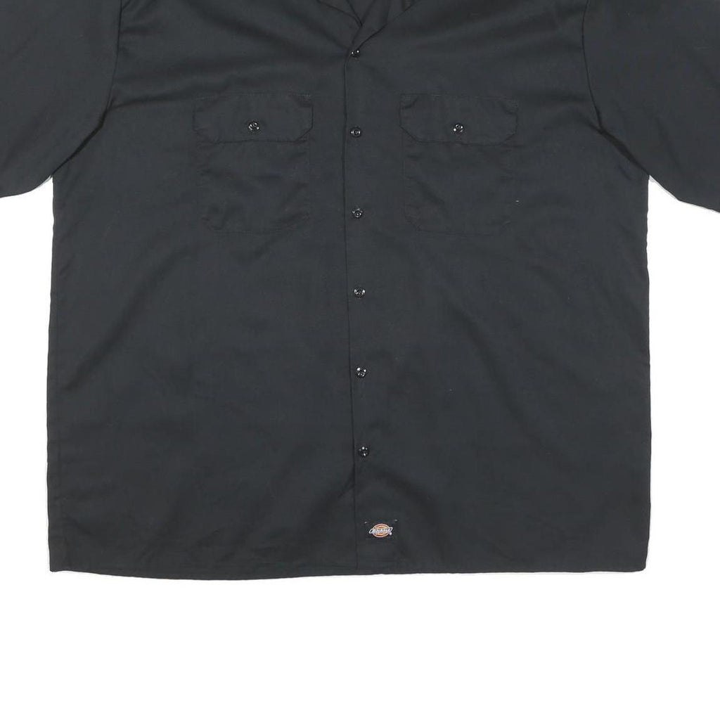 DICKIES Mens Black Cotton Blend Short Sleeve Work Shirt 2XL Casual Durable