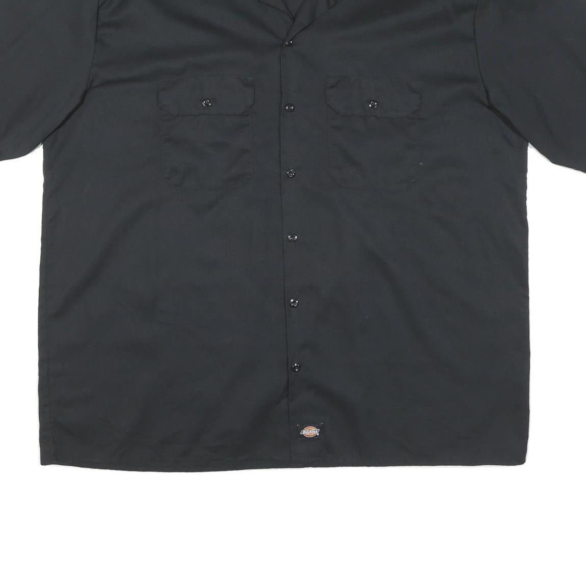 DICKIES Mens Black Cotton Blend Short Sleeve Work Shirt 2XL Casual Durable