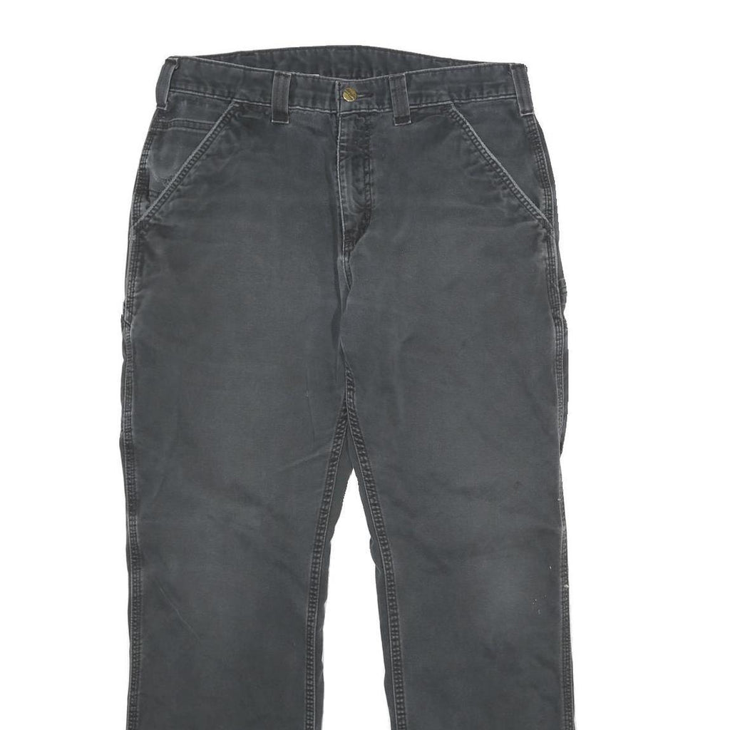 CARHARTT Mens Cotton Black Relaxed Straight Trousers W33 L32 Workwear Durable