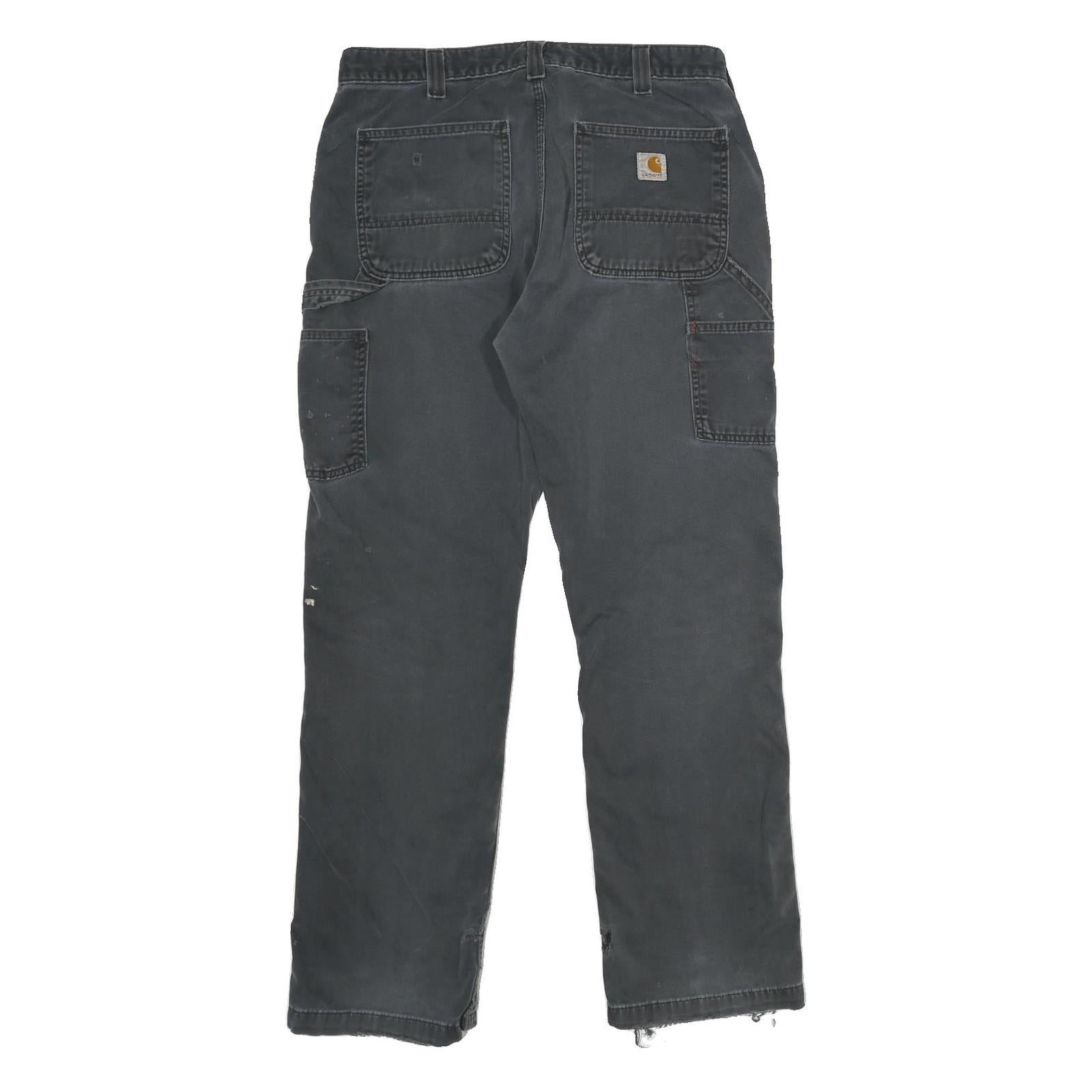 CARHARTT Mens Cotton Black Relaxed Straight Trousers W33 L32 Workwear Durable