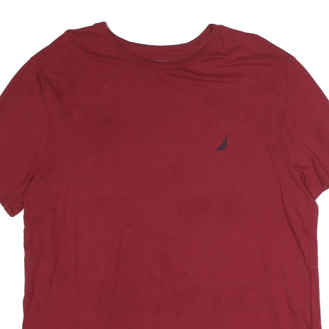 NAUTICA Mens Maroon XL Plain T-Shirt Short Sleeve Crew Neck Cotton Comfort