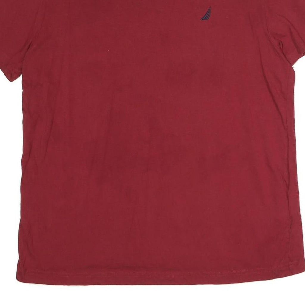 NAUTICA Mens Maroon XL Plain T-Shirt Short Sleeve Crew Neck Cotton Comfort