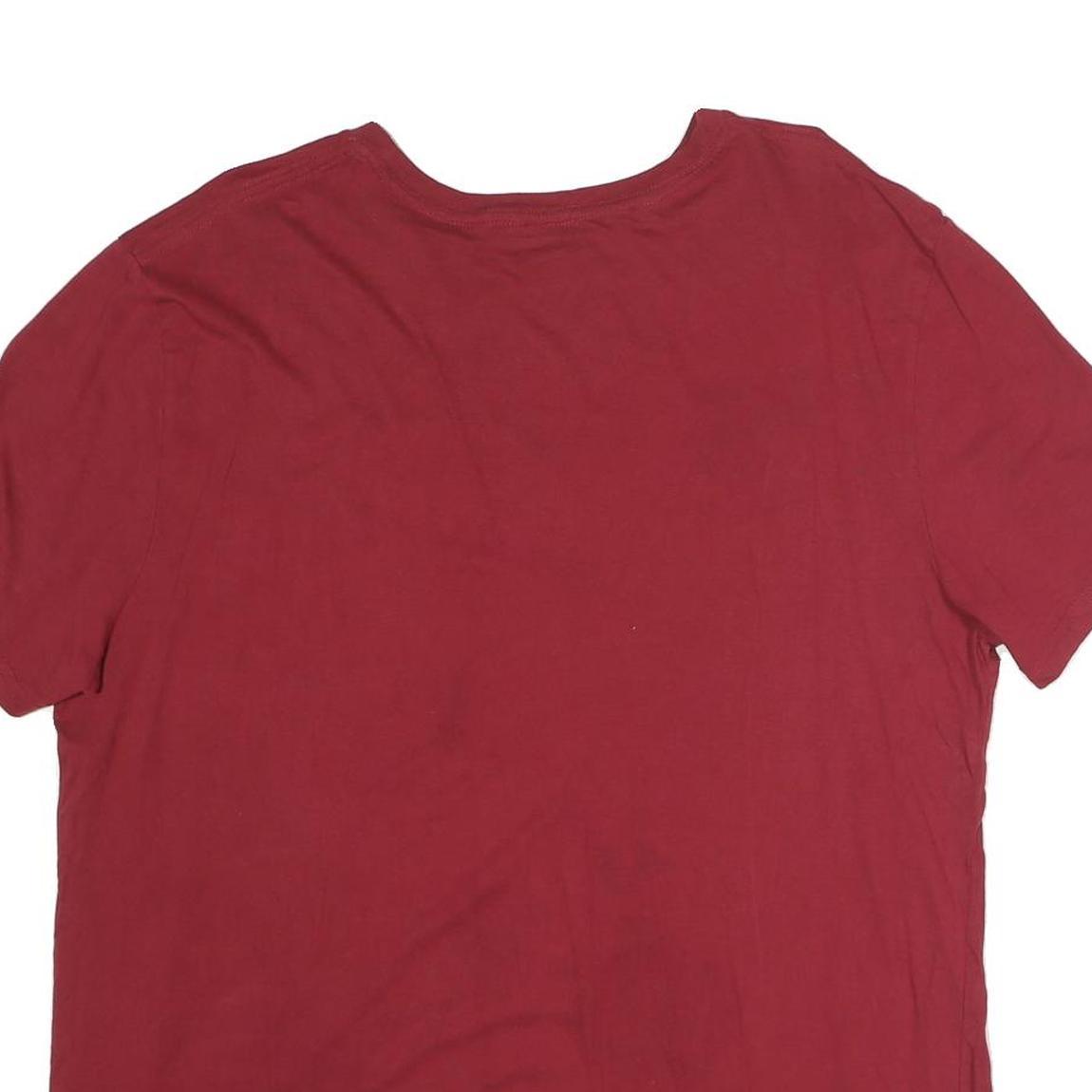 NAUTICA Mens Maroon XL Plain T-Shirt Short Sleeve Crew Neck Cotton Comfort