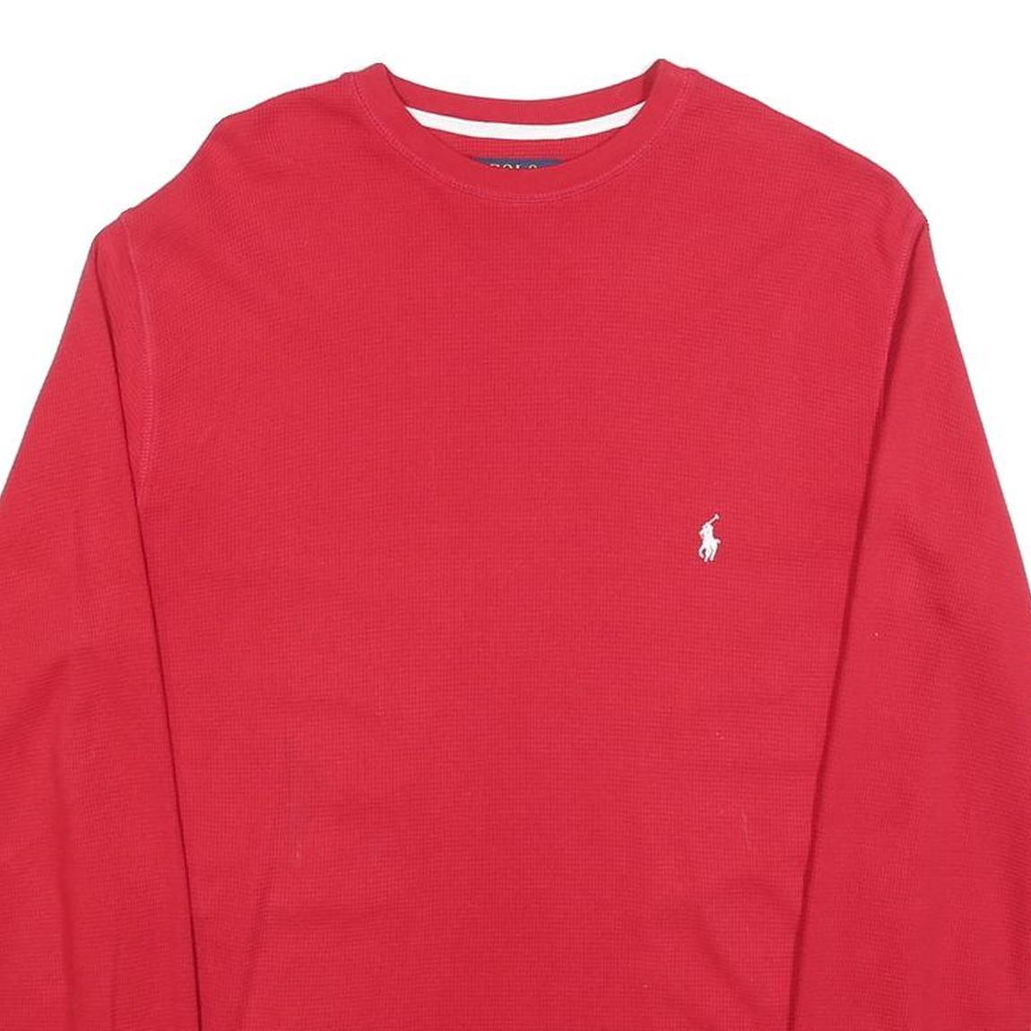 POLO RALPH LAUREN Mens Red Long Sleeve Crew Neck T-Shirt S Cotton Classic
