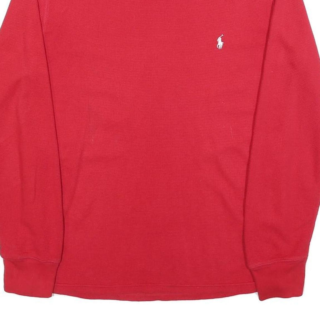 POLO RALPH LAUREN Mens Red Long Sleeve Crew Neck T-Shirt S Cotton Classic