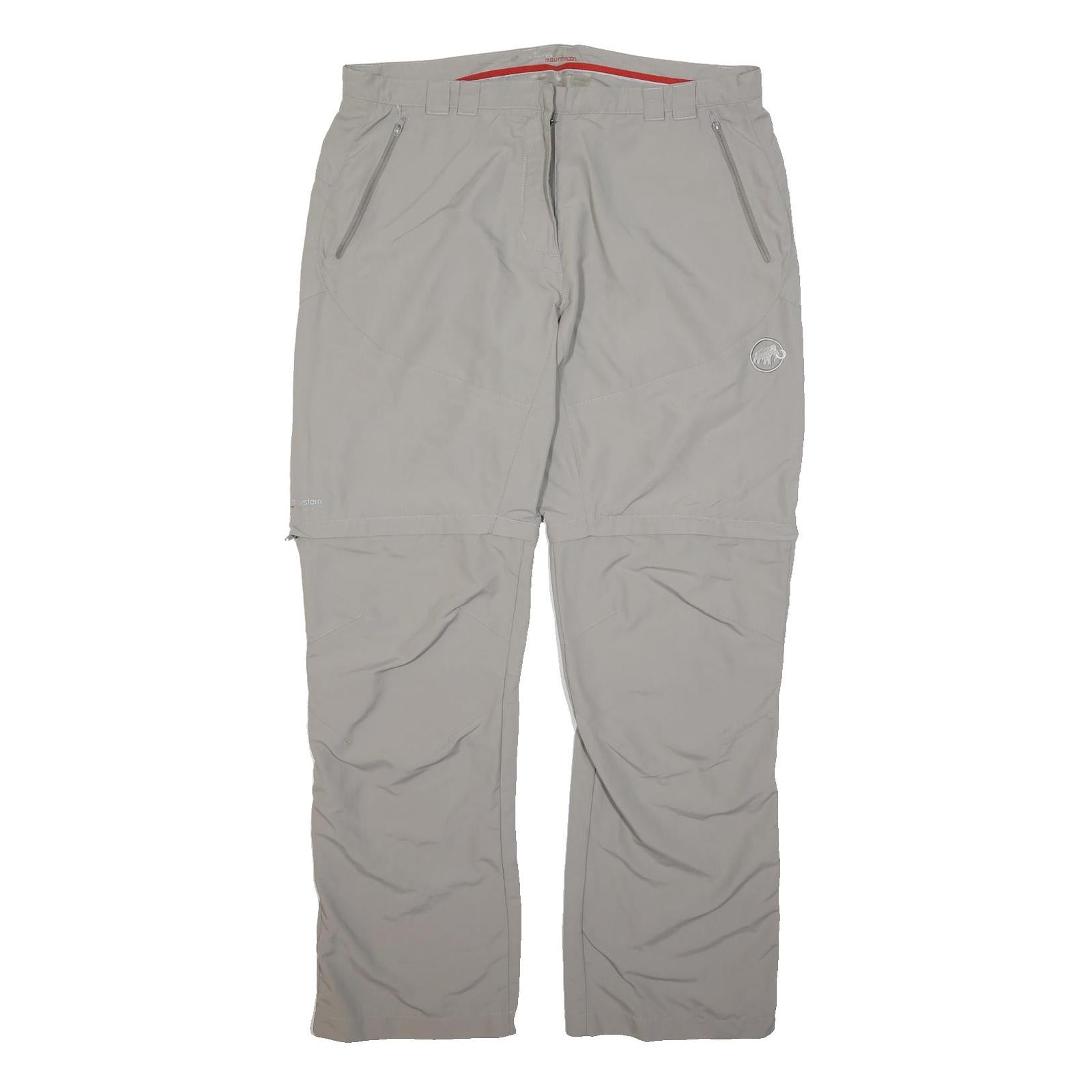 MAMMUT Mens Polyester Light Grey Zip Regular Fit Trousers W36 L32 Outdoor Hiking