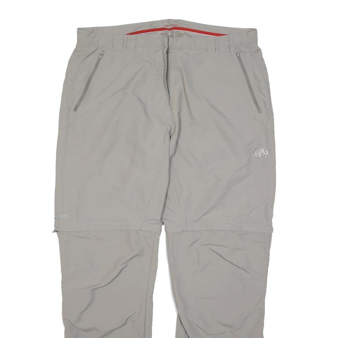 MAMMUT Mens Polyester Light Grey Zip Regular Fit Trousers W36 L32 Outdoor Hiking