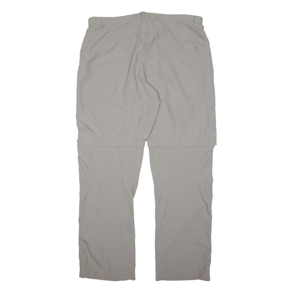 MAMMUT Mens Polyester Light Grey Zip Regular Fit Trousers W36 L32 Outdoor Hiking