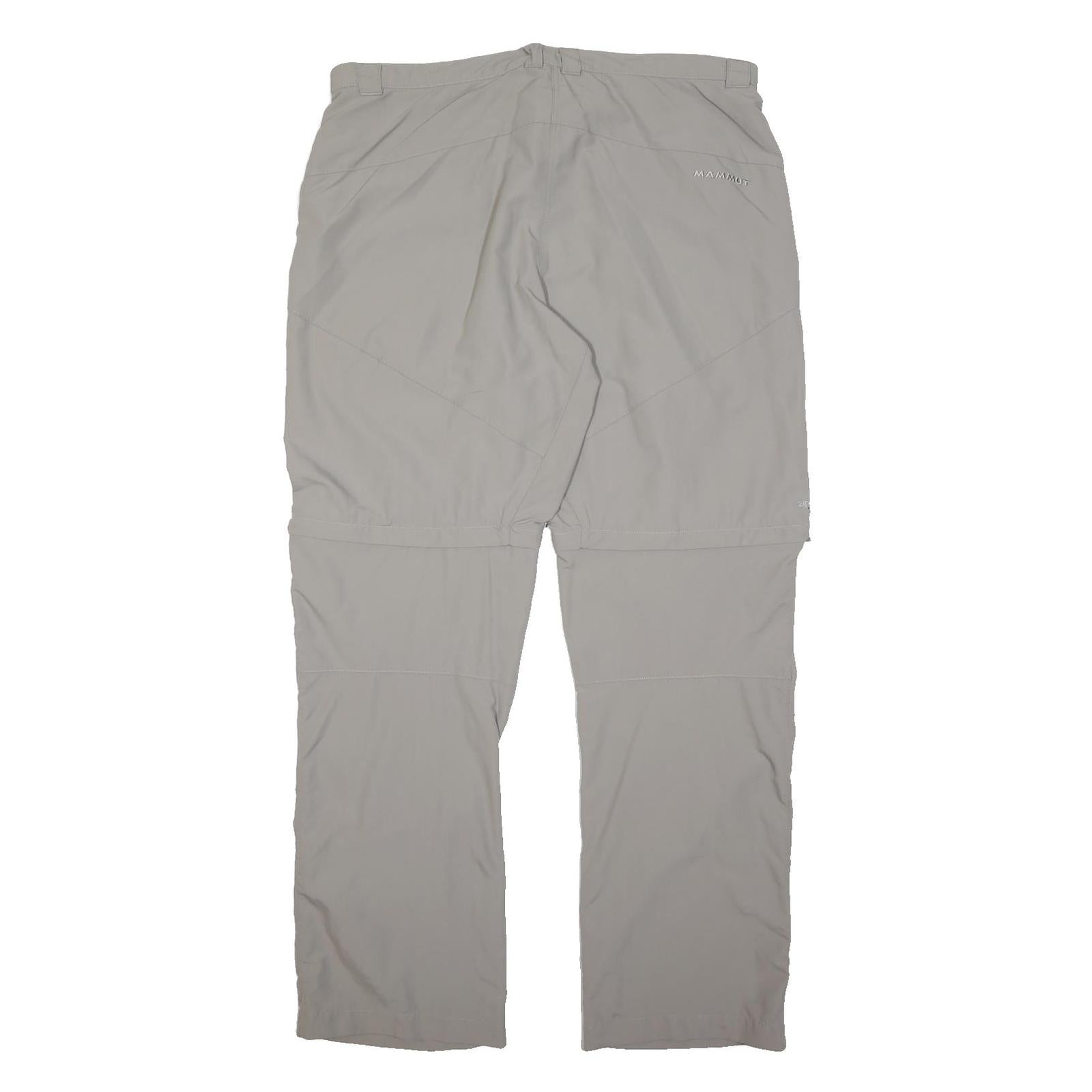 MAMMUT Mens Polyester Light Grey Zip Regular Fit Trousers W36 L32 Outdoor Hiking