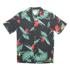 PARADISE FOUND Mens Black & Green Tropical Cotton Shirt M Summer Casual