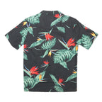 PARADISE FOUND Mens Black & Green Tropical Cotton Shirt M Summer Casual