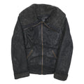 CALVIN KLEIN JEANS Womens Black Faux Shearling Biker Jacket XS Polyester Zip