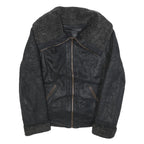 CALVIN KLEIN JEANS Womens Black Faux Shearling Biker Jacket XS Polyester Zip