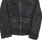 CALVIN KLEIN JEANS Womens Black Faux Shearling Biker Jacket XS Polyester Zip