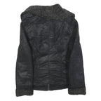 CALVIN KLEIN JEANS Womens Black Faux Shearling Biker Jacket XS Polyester Zip