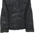 CALVIN KLEIN JEANS Womens Black Faux Shearling Biker Jacket XS Polyester Zip