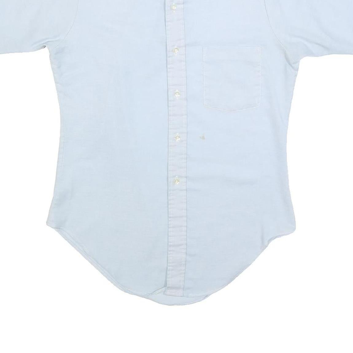 SHIRT CRAFT Mens Blue Plain Shirt S Casual Button Down Short Sleeve Cotton Blend