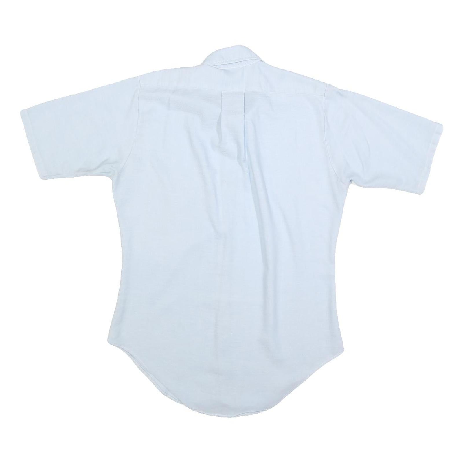 SHIRT CRAFT Mens Blue Plain Shirt S Casual Button Down Short Sleeve Cotton Blend