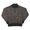 Womens Brown & Black Patterned Sweatshirt Collared L Zip Neck Pullover Casual