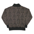 Womens Brown & Black Patterned Sweatshirt Collared L Zip Neck Pullover Casual