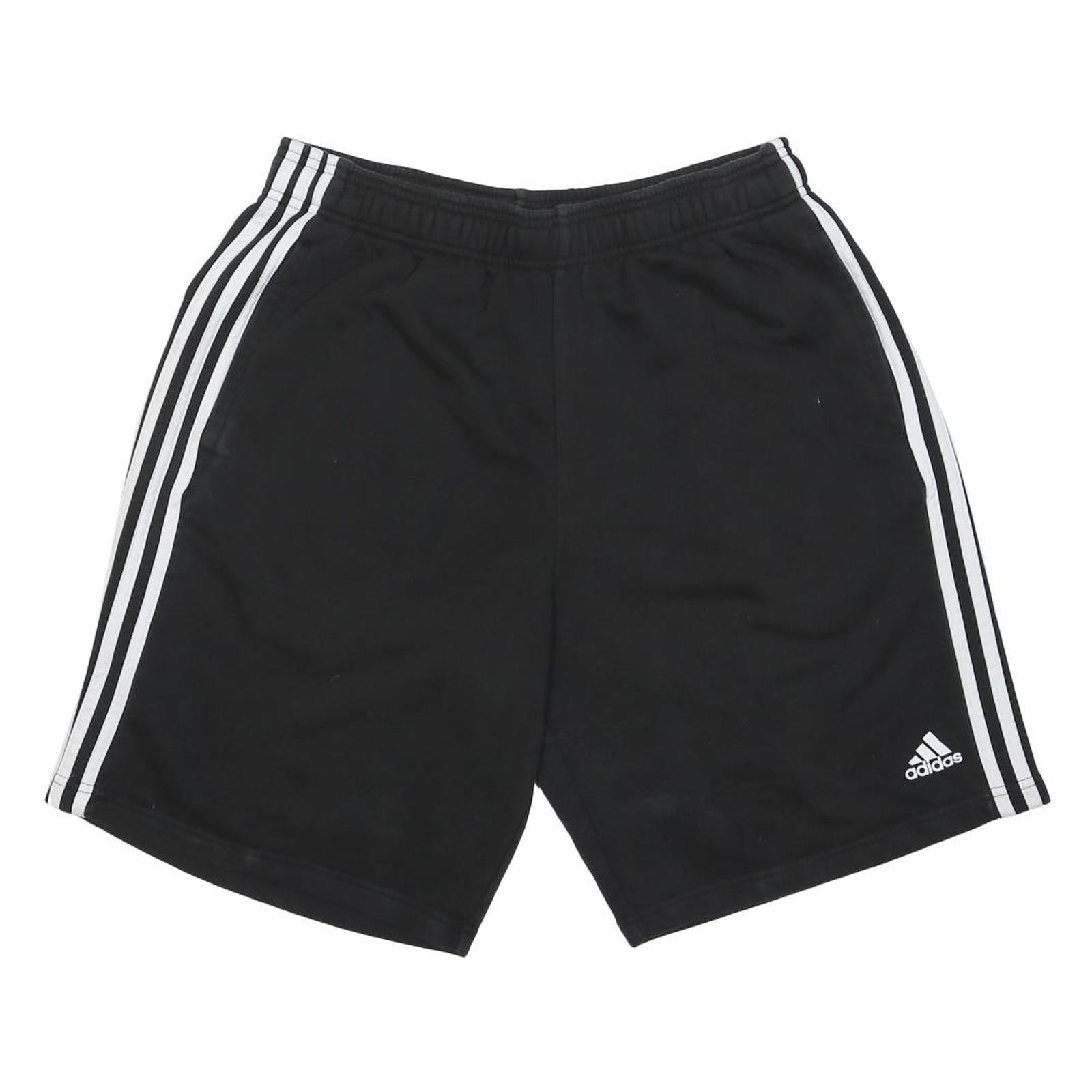 ADIDAS Mens Black Casual Cotton Blend Sports Shorts L W30 Three Stripe