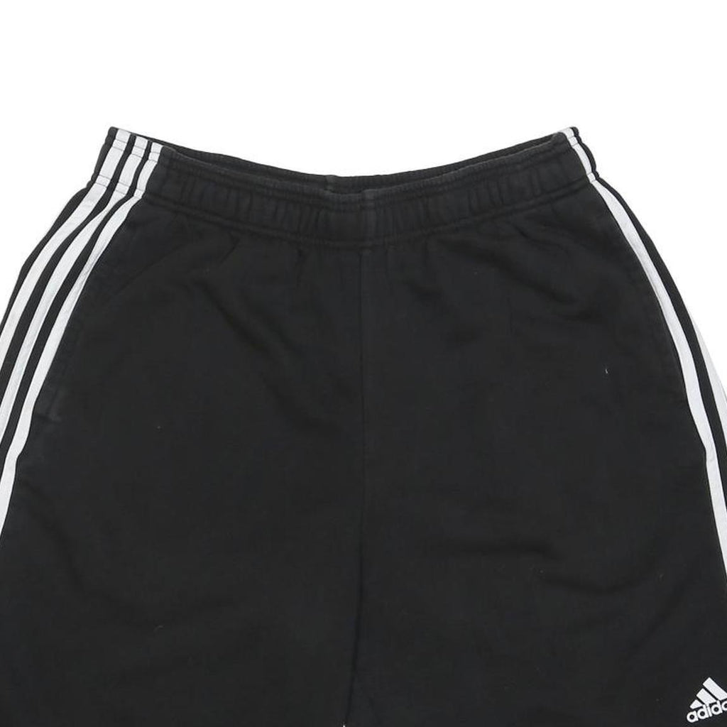 ADIDAS Mens Black Casual Cotton Blend Sports Shorts L W30 Three Stripe