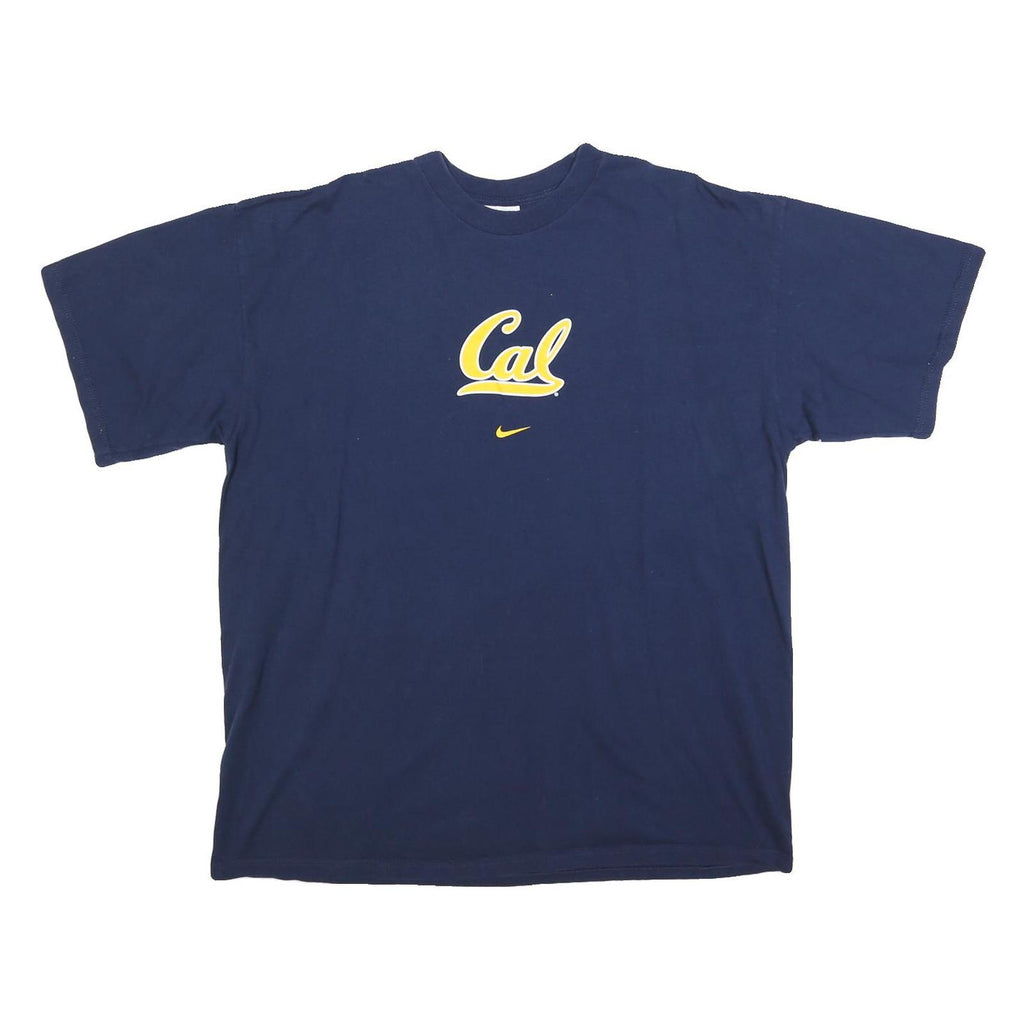 NIKE Mens Blue Cal Graphic T-Shirt XL Short Sleeve Crew Neck Cotton Blend