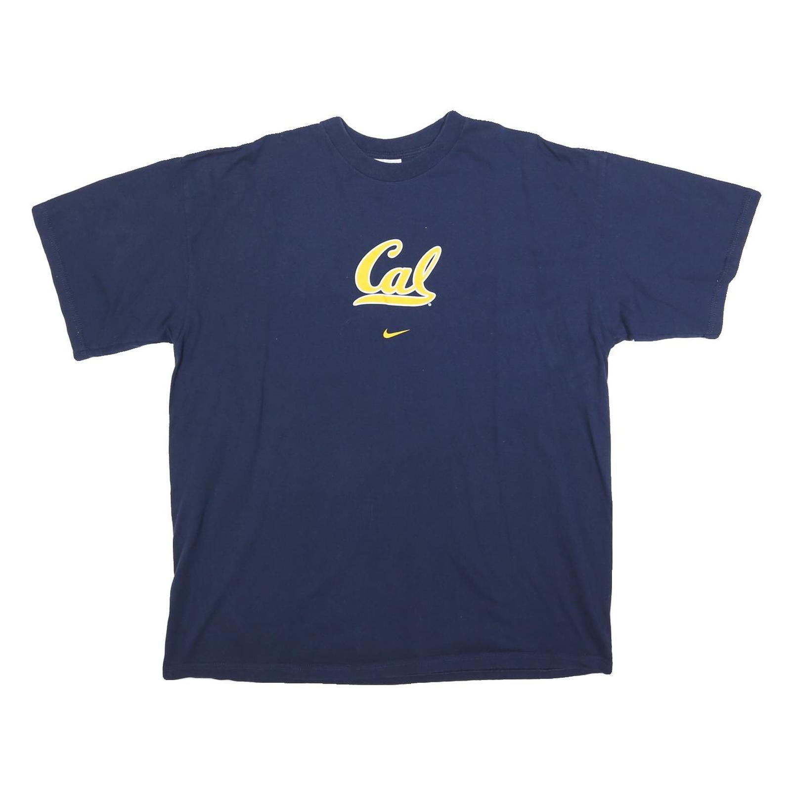 NIKE Mens Blue Cal Graphic T-Shirt XL Short Sleeve Crew Neck Cotton Blend