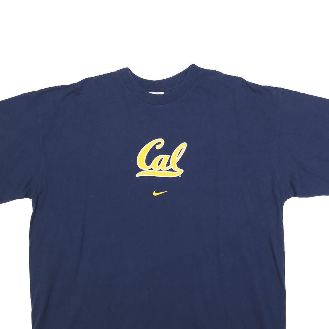 NIKE Mens Blue Cal Graphic T-Shirt XL Short Sleeve Crew Neck Cotton Blend