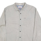 HILFIGER DENIM Mens Beige Cotton Blend Shirt L Casual Classic Button Down