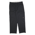 DICKIES Mens Black Cotton Blend Regular Straight Trousers W40 L34 Workwear Zip